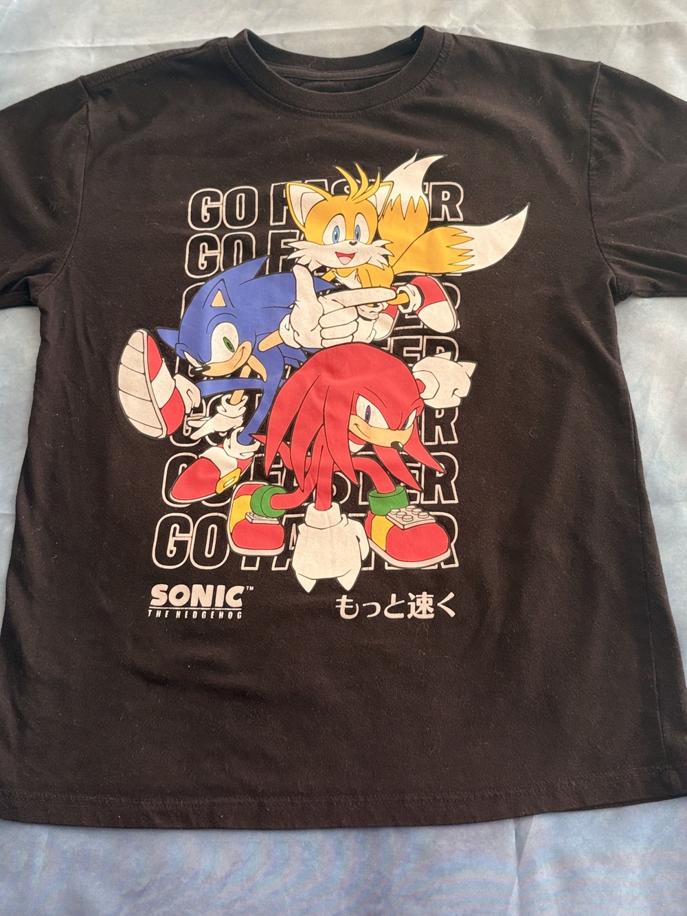 Sonic the Hedgehog Character Graphic Tee - Black with Blue/Red/Yellow
